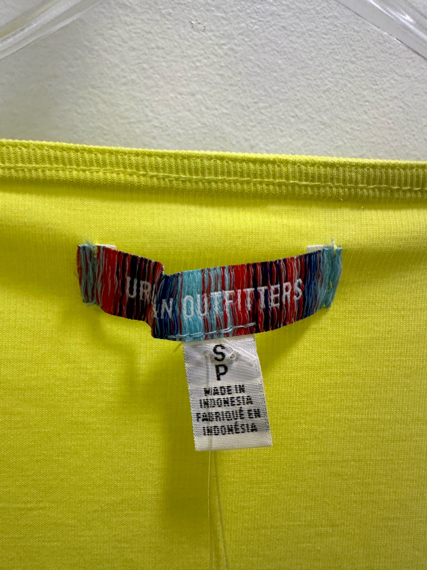 Urban Outfitters Neon Yellow Long Sleeve Tie Crop Top