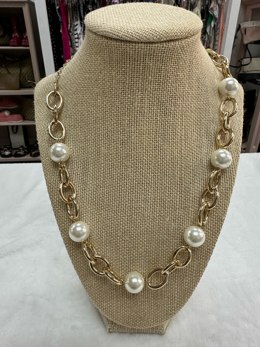 Lydell Gold Bead Pearl Necklace NWT