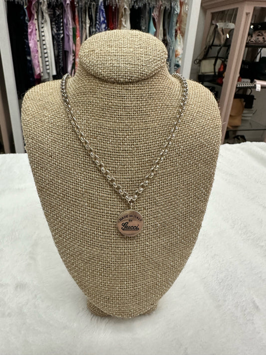 GUCCI Sterling Silver Logo Necklace