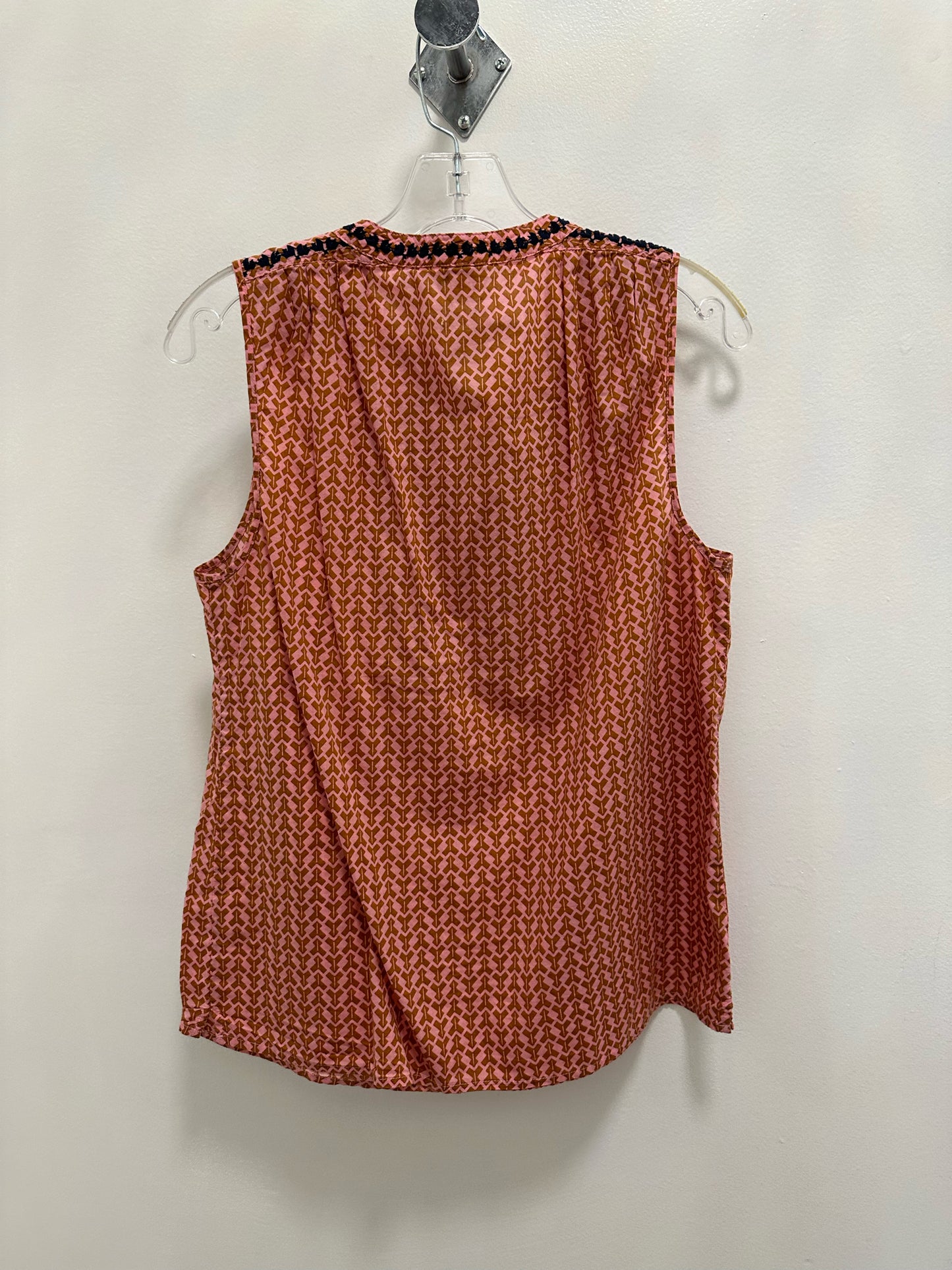 J. Crew Pink Tank w/ Brown and Blue Designs and Tassles