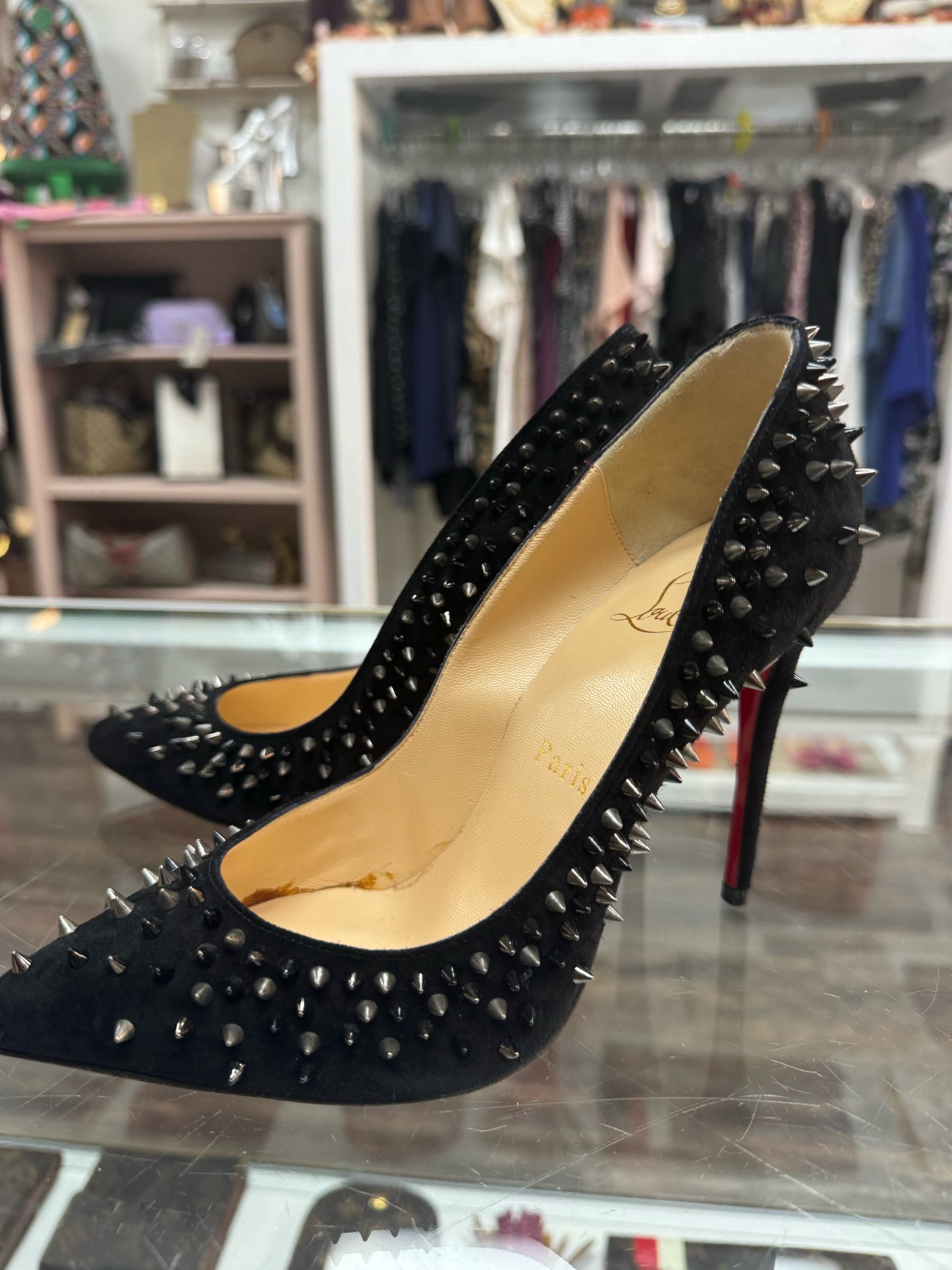 Christian Louboutin Escarpic Suede Spike Heels