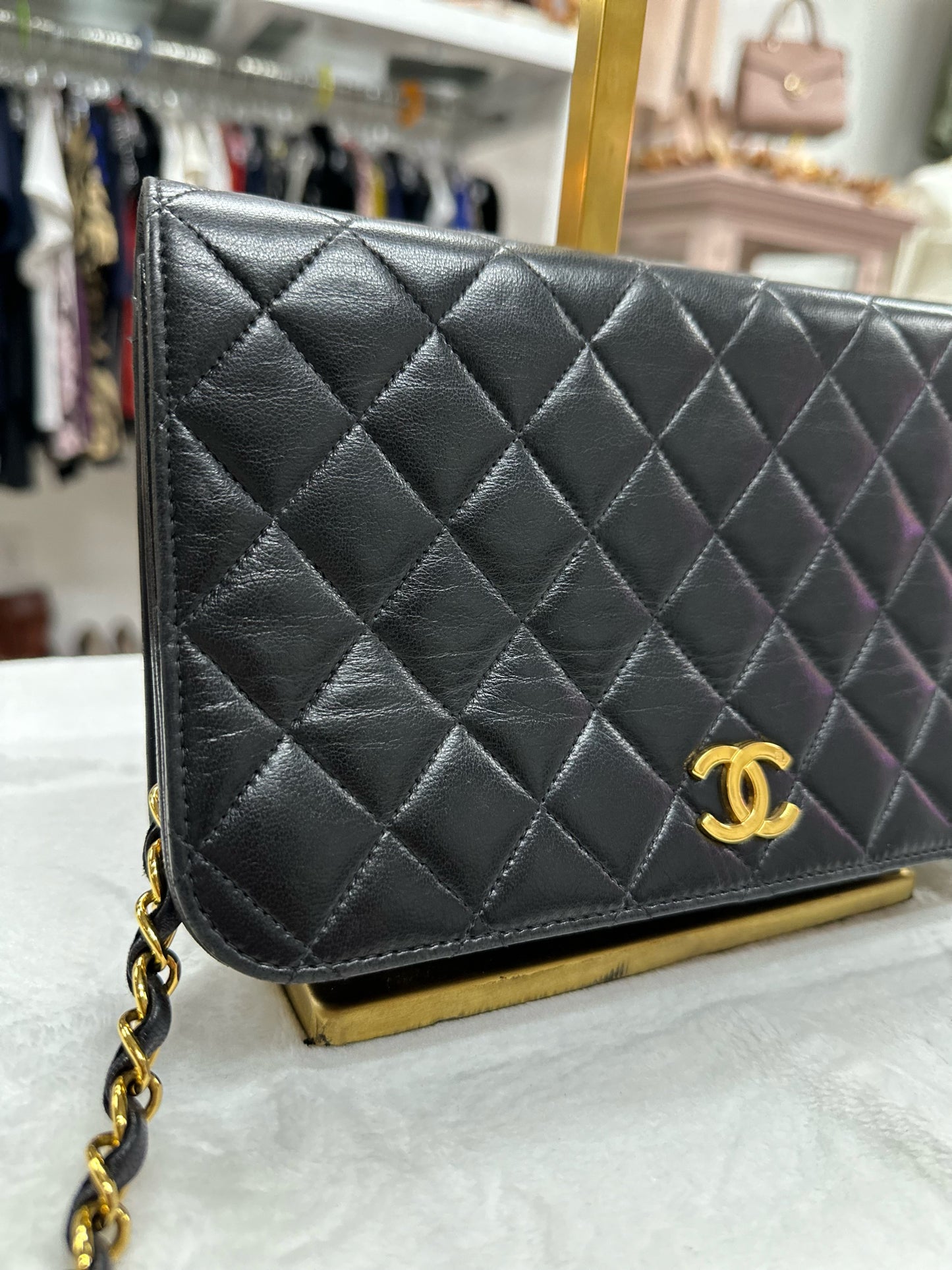 Chanel Black Lambskin Crossbody Wallet On Chain