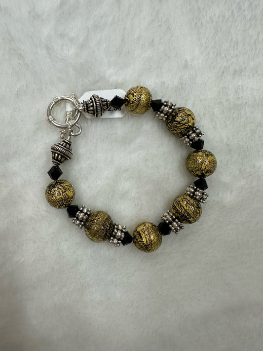 Murano Glass Black & Gold Bracelet