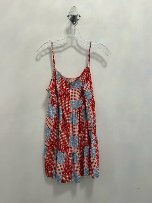 altar'd state Red And Blue Floral And Gingham Sundress