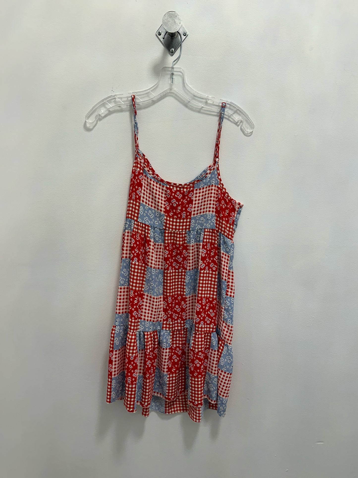 altar'd state Red And Blue Floral And Gingham Sundress